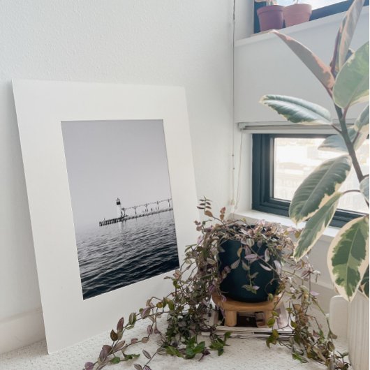 白黒ライトハウス写真ポスター ポスター