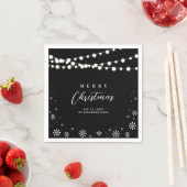 白黒ライトメリークリスマスホリデーパーティー スタンダードカクテルナプキン (インサイチュ)