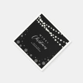 白黒ライトメリークリスマスホリデーパーティー スタンダードカクテルナプキン (角)