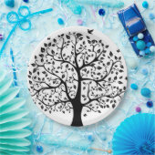 白黒ライフツリー ペーパープレート (パーティー)