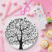 白黒ライフツリー ペーパープレート (パーティー)