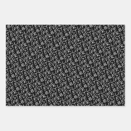 白黒ライフ最高のエバータイポグラフィ ラッピングペーパーシート