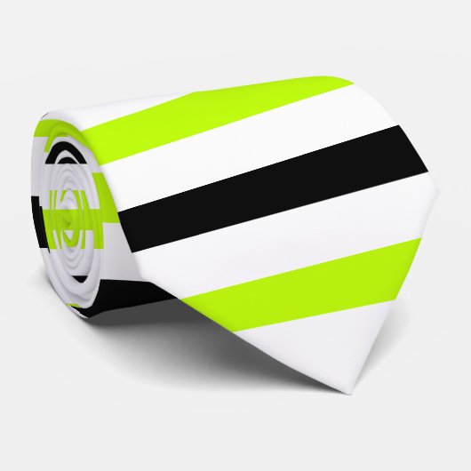 白黒ライムストライプパターモダンン白 ネクタイ (ロール)