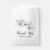 白黒ラインの花が咲くアートブランチ フェイバーバッグ (正面)