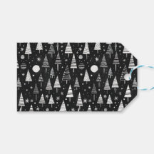 白黒ラインアートクリスマスツリー&オーナメント