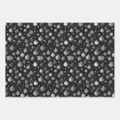 白黒ラインアートクリスマスツリー&オーナメント ラッピングペーパーシート (正面2)