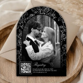 白黒ラインアートコケットボウブライダルシャワー 招待状