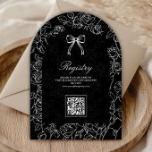 白黒ラインアートコケットボウベビーシャワー 招待状