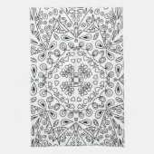 白黒ラインアートパターンキッチンタオル キッチンタオル (縦)