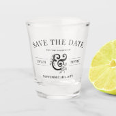 白黒ラインアートフローラアンパサンドフォト保存なし ショットグラス (正面)