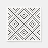 白黒ラインアート同心円正方形 スタンダードカクテルナプキン (正面)