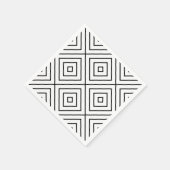 白黒ラインアート同心円正方形 スタンダードカクテルナプキン (角)