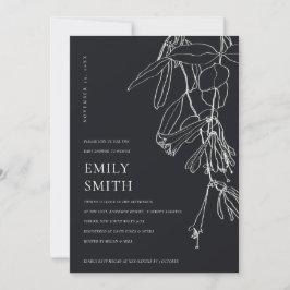 白黒ラインスケッチフローラベビシャワーカード サンキューカード