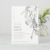 白黒ラインスケッチフローラベビシャワーカード サンキューカード (スタンド正面)