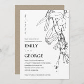 白黒ラインスケッチフローラ対シャワーカード サンキューカード (正面/裏面)