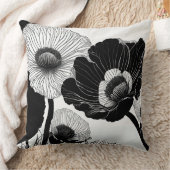 白黒ラインスケッチポピー クッション (ブランケット)