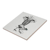 白黒ラインスケッチライレバード タイル (側面)