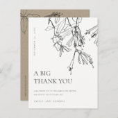 白黒ラインスケッチ結婚フローラありがとう 案内ポストカード (正面/裏面)