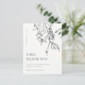 白黒ラインスケッチ結婚フローラありがとう 案内ポストカード (スタンド正面)