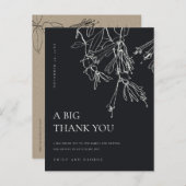 白黒ラインスケッチ結婚フローラありがとう 案内ポストカード (正面/裏面)