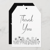 白黒ラインスケッチ野花 サンキューカード (正面/裏面)