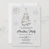 白黒ラインストーンウィンターワンダーランドクリスマス 招待状 (正面)