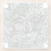 白黒ライントリップ（幻覚体験）のようなポートレート ガラスコースター (裏面)