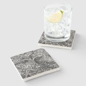 白黒ライントリップ（幻覚体験）のようなポートレート ストーンコースター (横)