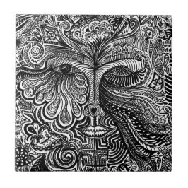 白黒ライントリップ(幻覚体験)のようなポートレート タイル