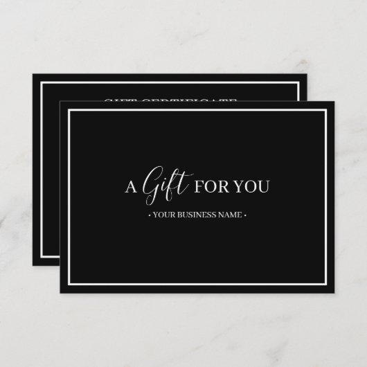 白黒ラインフレームカスタマイズギフト証明書 (正面/裏面)