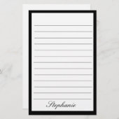 白黒ラインフレームモノグラム名カスタム付 便箋 (正面/裏面)