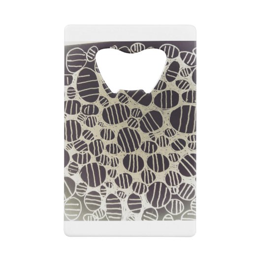 白黒ラウンド抽象芸術アートデザイン クレジットカード栓抜き (正面)