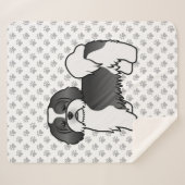 白黒ラサアプソ可愛い漫画の犬 シェルパブランケット (正面(横))