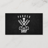 白黒ラスティBarbershop QRコード 名刺 (裏面)