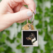 白黒ラットテリアからの舌 キーホルダー (手)