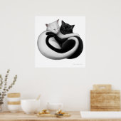 白黒ラブキャッツプリント ポスター (キッチン)