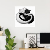 白黒ラブキャッツプリント ポスター (ホームオフィス)