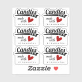 白黒ラブキャンドル赤いハート シール (シート)