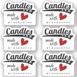 白黒ラブキャンドル赤いハート シール