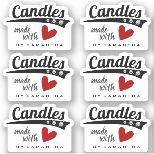 白黒ラブキャンドル赤いハート シール (正面)