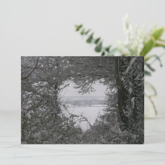 白黒ラブスノーハート写真クリスマス シーズンカード (スタンド正面)