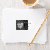 白黒ラブスノーハート写真クリスマス ラベル (インサイチュ)