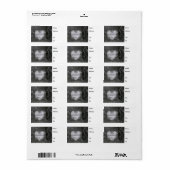 白黒ラブスノーハート写真クリスマス ラベル (フルシート)