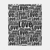 白黒ラブタイポグラフィリピーター フリースブランケット (正面)