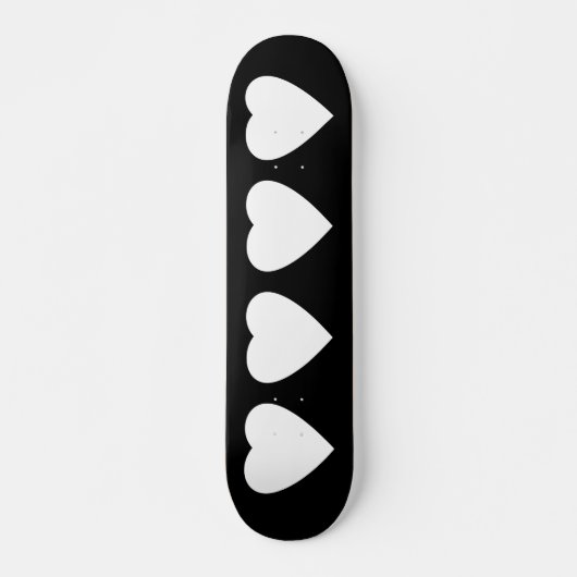 白黒ラブハートデザイン。 スケートボード (正面)