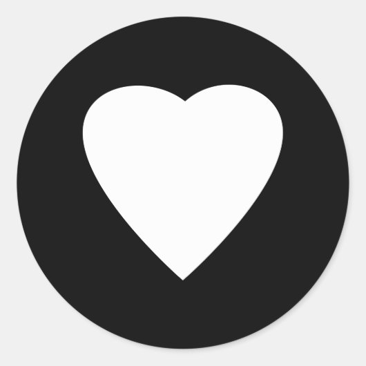 白黒ラブハートデザイン。 ラウンドシール (正面)