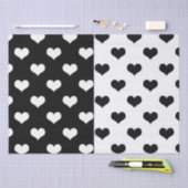 白黒ラブハートパターン 薄葉紙 (クラフト)
