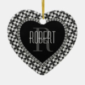 白黒ラブユーバレンタインオーナメント セラミックオーナメント (正面)