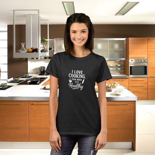 白黒ラブ料理おもしろいユーモア引用文 Tシャツ