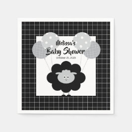 白黒ラムキュート甘い赤モダンちゃんシャワー スタンダードカクテルナプキン